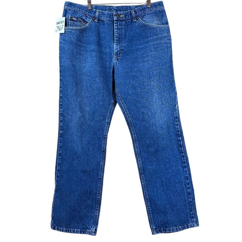 Vintage Lee Leather Patch Era Denim Jeans Men’s Size 38x30